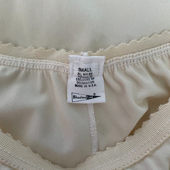 Vintage Shadowline Half Slip Skirt Size Small Cream White Lace Trim Slit Long - Picture 9 of 13